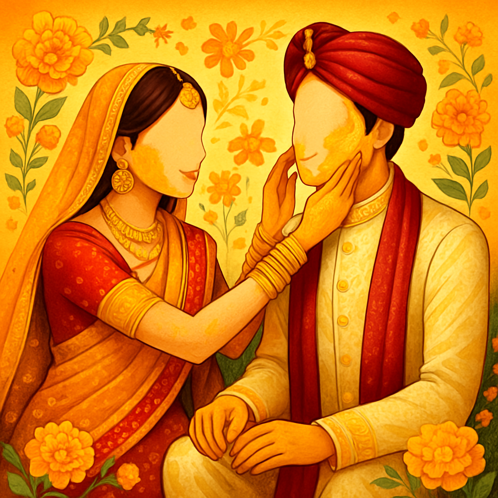 Haldi ceremony with turmeric rituals